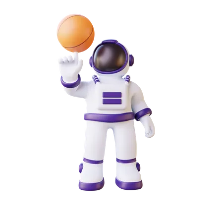 Astronaute jouant au basket-ball  3D Illustration