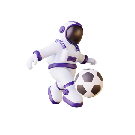 Astronaute jouant au football  3D Illustration