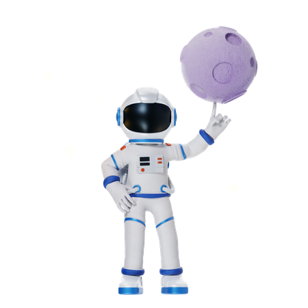 Astronaute jouant dans la Lune  3D Illustration