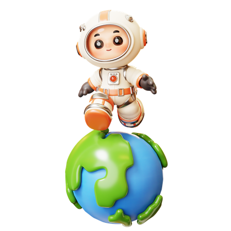 Astronaute marchant sur Terre  3D Illustration