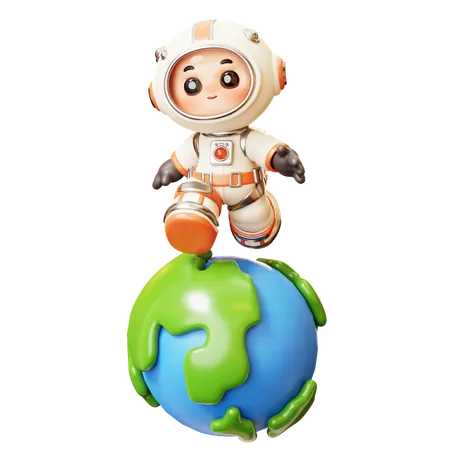 Astronaute marchant sur Terre  3D Illustration