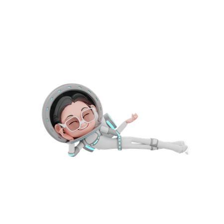 Astronaute masculin allongé dans l’espace  3D Illustration