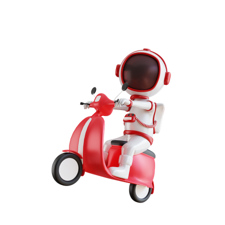 Astronaute sur un scooter  3D Illustration