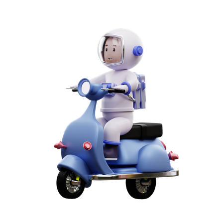 Astronaute sur un scooter  3D Illustration