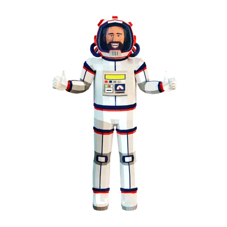 Astronaute montrant les pouces vers le haut  3D Illustration