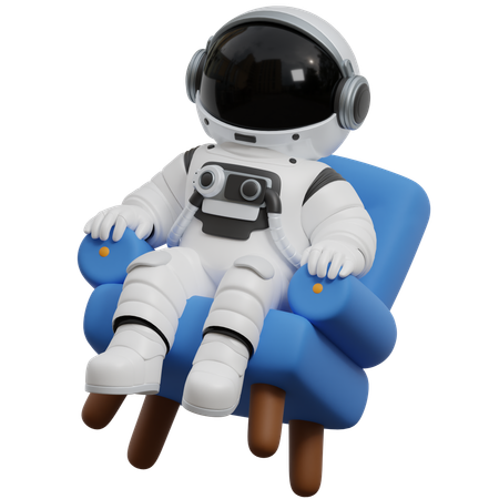 Astronaute se relaxant sur une chaise  3D Illustration