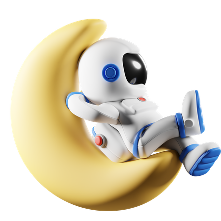 Un astronaute se détend sur la lune  3D Illustration