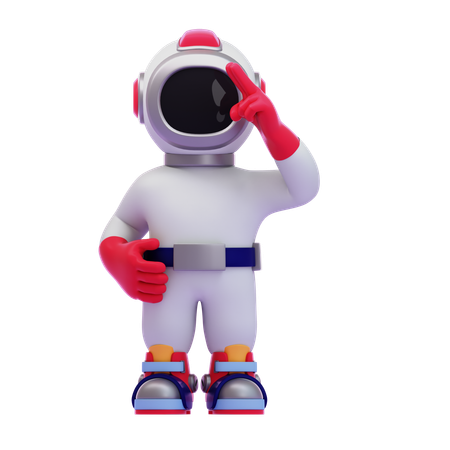 Astronaute saluant avec deux doigts  3D Icon