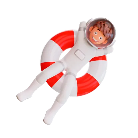 Astronaute sur float tube  3D Illustration