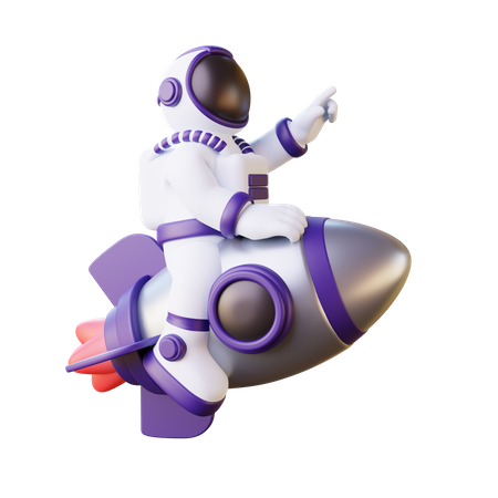 Astronaute sur une fusée  3D Illustration