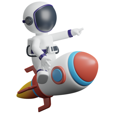 Astronaute sur une fusée  3D Icon