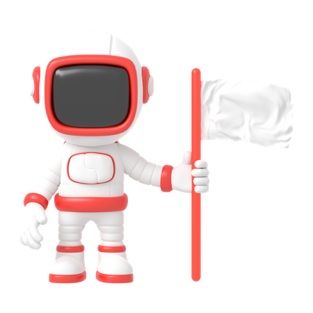Astronaute tenant un drapeau  3D Illustration