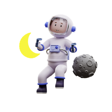 Astronaute utilisant la réalité virtuelle  3D Illustration