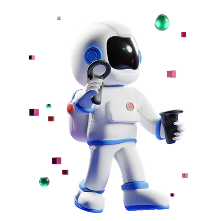 Astronaute utilisant la technologie VR  3D Illustration