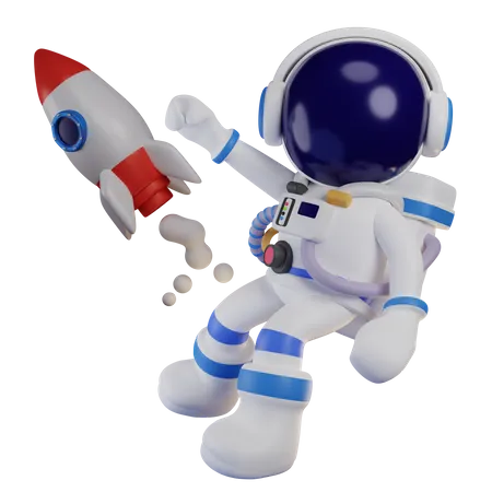 Astronaute volant sur la galaxie  3D Illustration