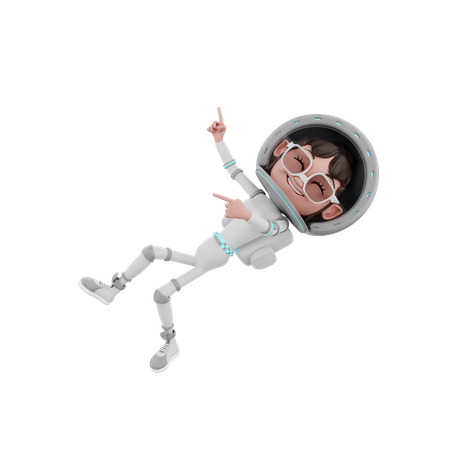 Astronautin fliegt im Weltraum  3D Illustration