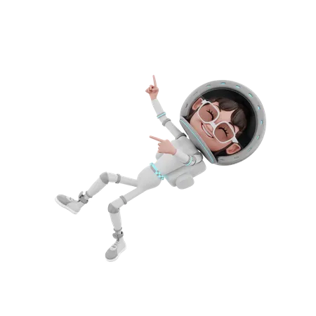 Astronautin fliegt im Weltraum  3D Illustration