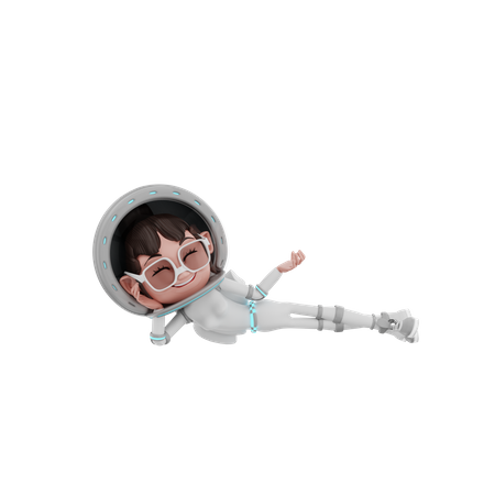 Astronautin liegt im Weltraum  3D Illustration