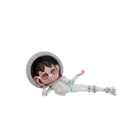 Astronautin liegt im Weltraum  3D Illustration