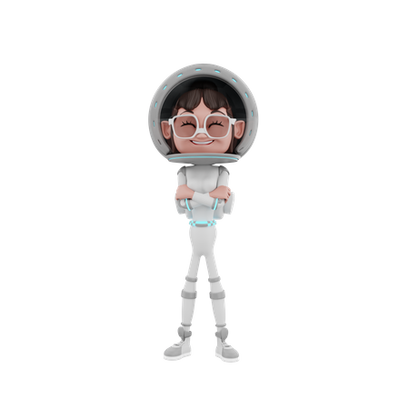 Astronautin stehend  3D Illustration