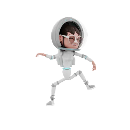 Astronautin tanzt  3D Illustration