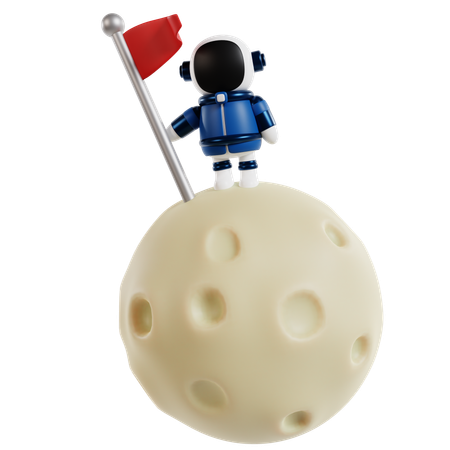 Astronauts Lunar Flag Mission  3D Icon