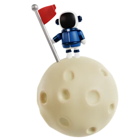 Astronauts Lunar Flag Mission  3D Icon