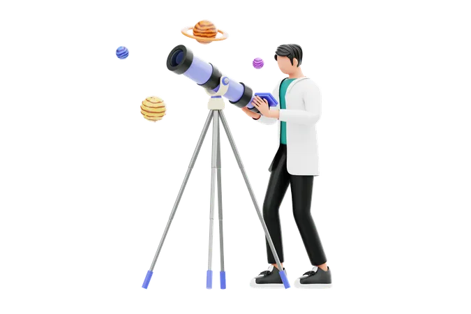 Astronomiebeobachtung  3D Illustration