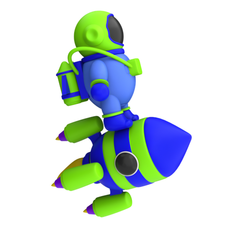 Astronout with rocket  3D Icon