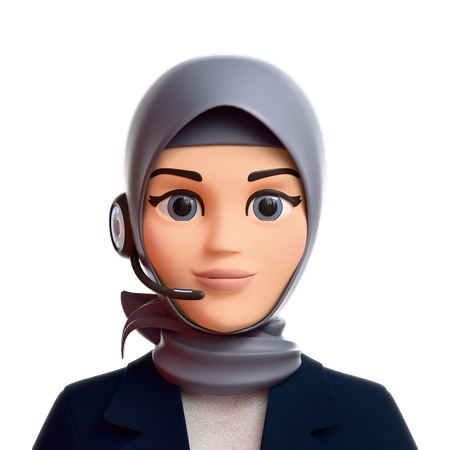 Atención al cliente sobre hijab femenino  3D Icon