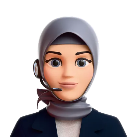 Atención al cliente sobre hijab femenino  3D Icon