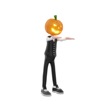 Hombre calabaza aterrador  3D Illustration