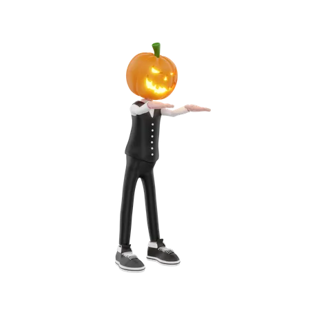 Hombre calabaza aterrador  3D Illustration