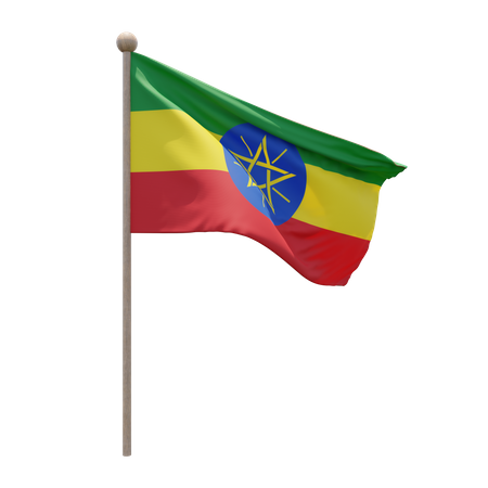 Äthiopischer Fahnenmast  3D Flag