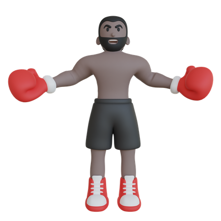 Athlète de boxe qui crie  3D Illustration