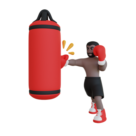 Pose d'athlète de boxe  3D Illustration