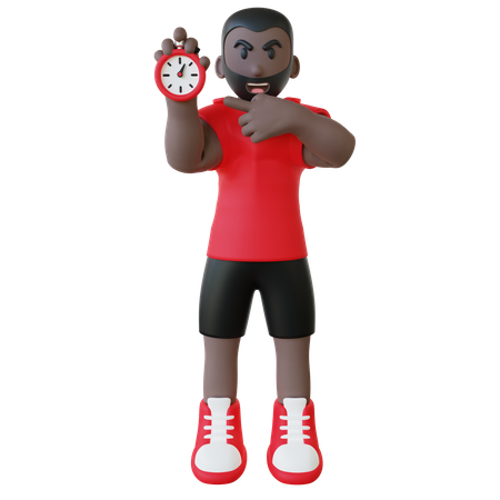 Athlete Holding Stopwatch  3D Icon