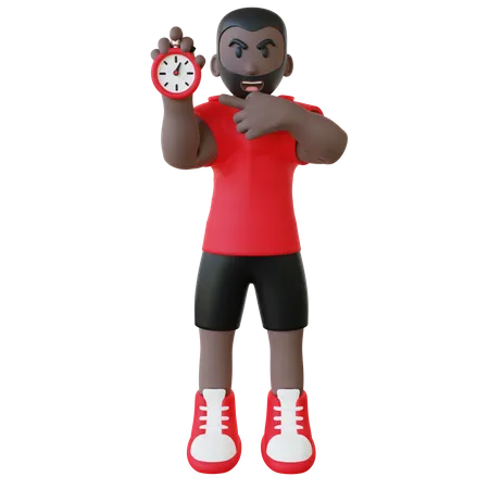 Athlete Holding Stopwatch  3D Illustration