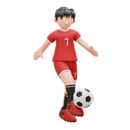 Athlete Kicks The Ball  3D Illustration