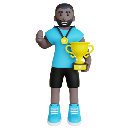 Athlete won competition  3D Illustration