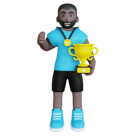 Athlete won competition  3D Illustration