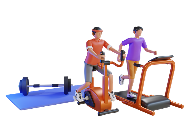 Sportler trainieren im Fitnessstudio  3D Illustration