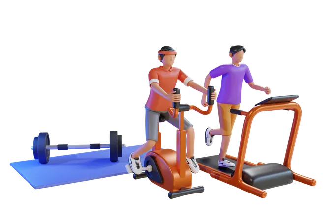 Sportler trainieren im Fitnessstudio  3D Illustration