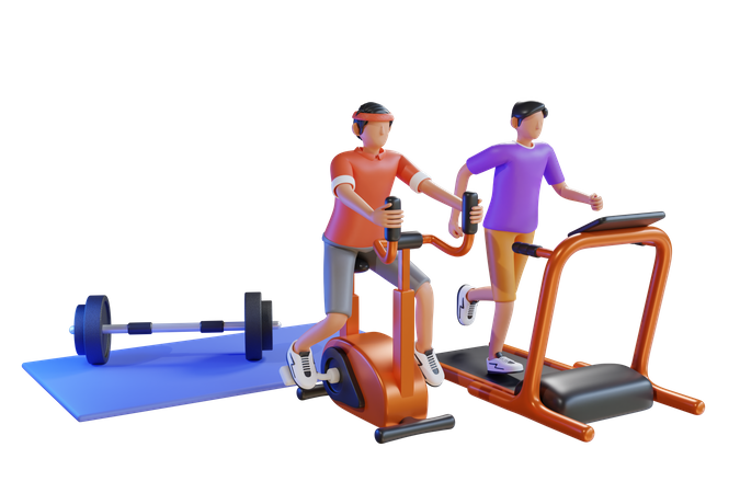Athletes training at gym  3D Icon