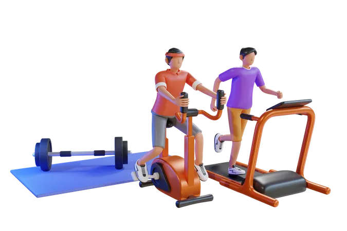 Athletes training at gym  3D Illustration