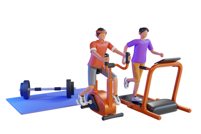 Athletes training at gym  3D Illustration