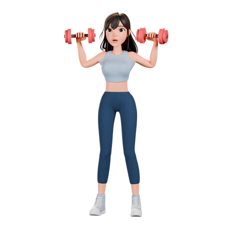 ジムでトレーニングする運動選手の女性  3D Illustration