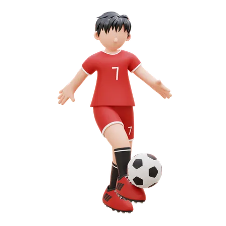 Atleta chuta a bola  3D Illustration