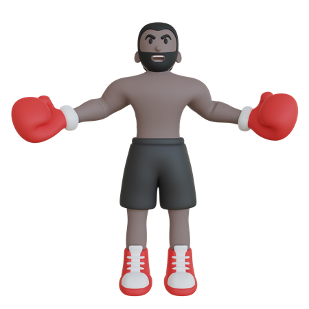 Atleta de boxe gritando  3D Illustration