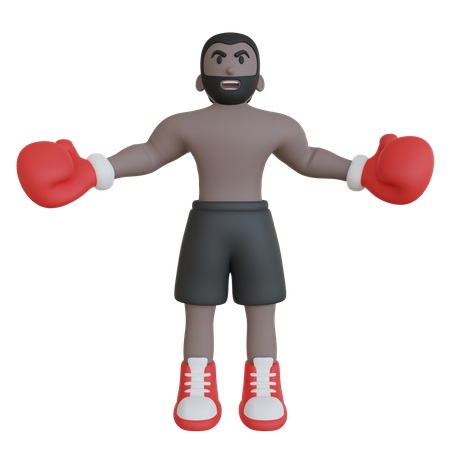 Atleta de boxeo gritando  3D Illustration